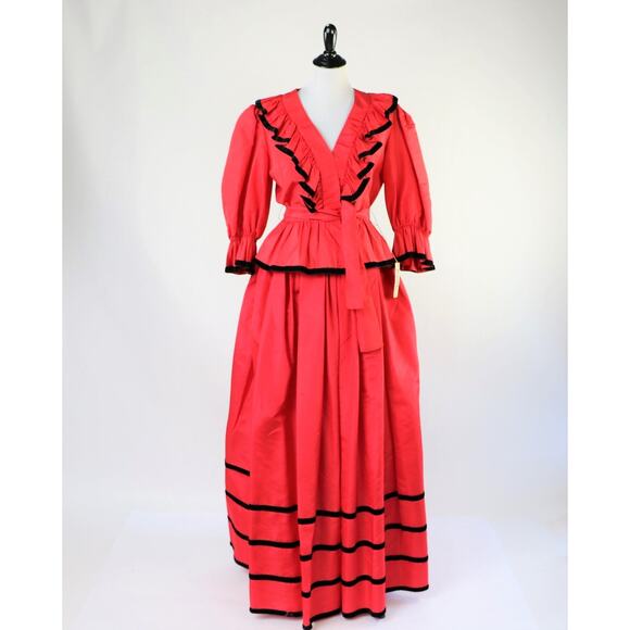 Vintage Albert Capraro Red 2 Piece Skirt and Jacket Set Deadstock Medium - Picture 5 of 9